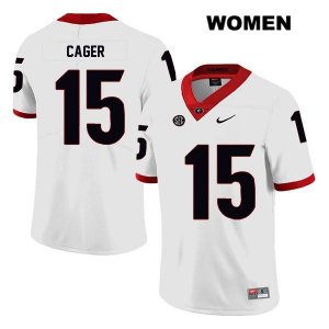 Women's Georgia Bulldogs NCAA #15 Lawrence Cager Nike Stitched White Legend Authentic College Football Jersey BXD0654NR